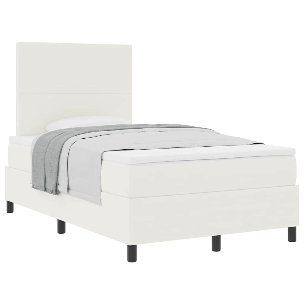 Letto a molle Crema e Bianco 120 x 190 cm Tessuto in Cords