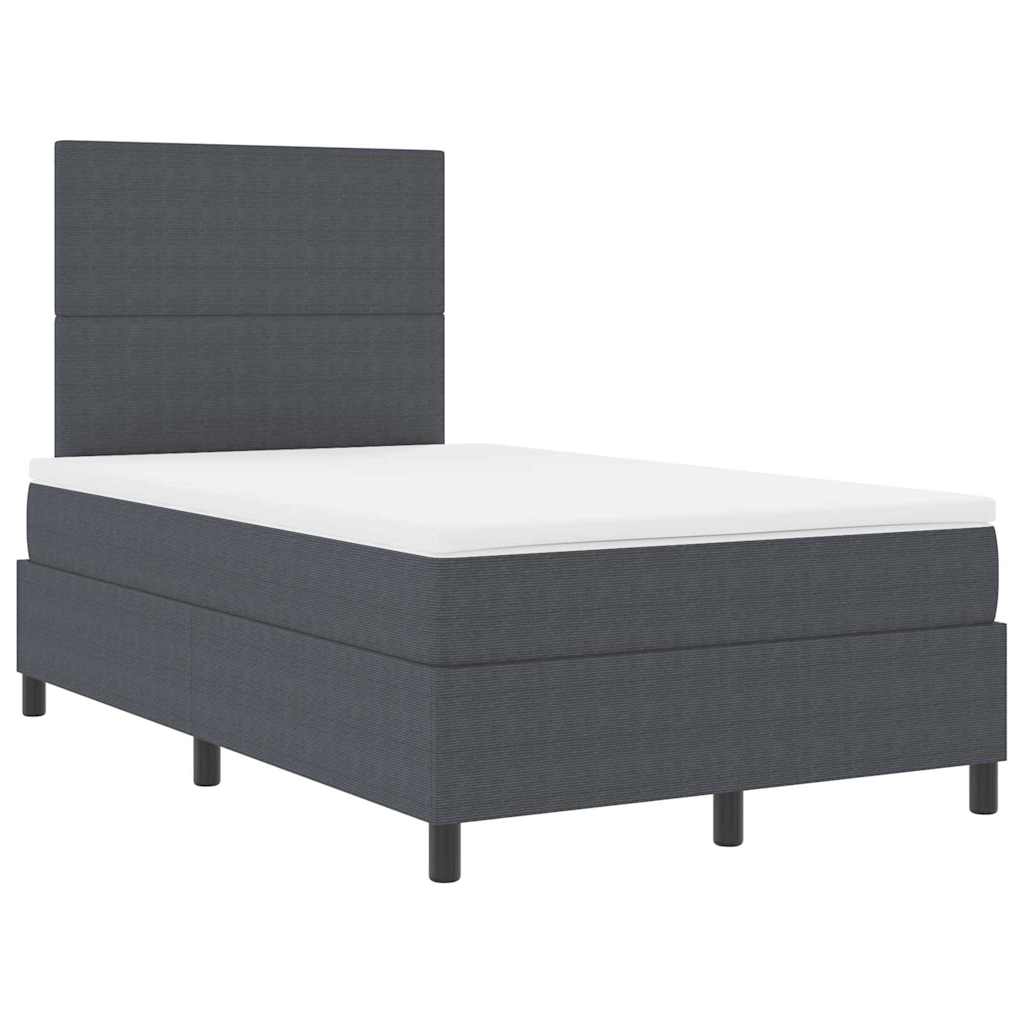 Letto a molle con testiera Grigio Scuro e Bianco 120 x 200 cm