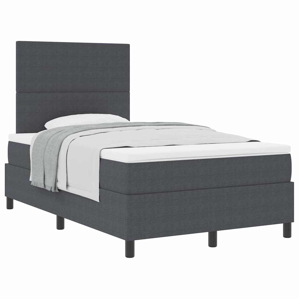Letto a molle con testiera Grigio Scuro e Bianco 120 x 200 cm