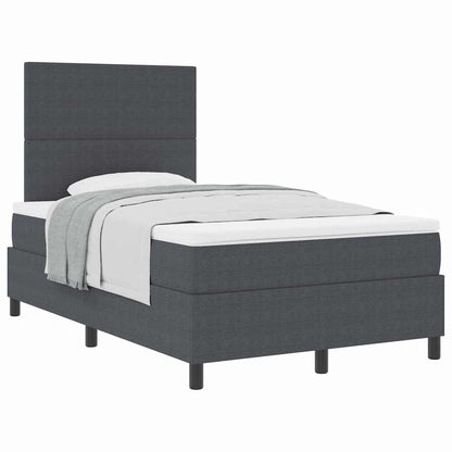 Letto a molle con testiera Grigio Scuro e Bianco 120 x 200 cm