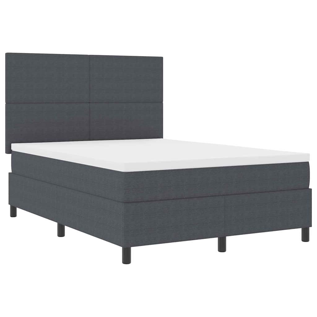 Letto a molle con testiera Grigio Scuro e Bianco 140 x 190 cm