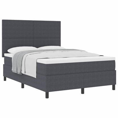 Letto a molle con testiera Grigio Scuro e Bianco 140 x 190 cm