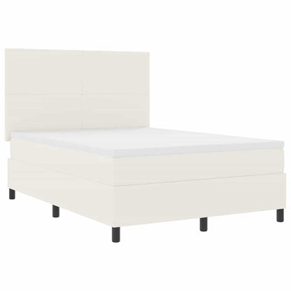 Letto a molle Crema e Bianco 140 x 200 cm Tessuto in Cords