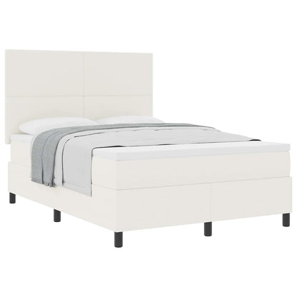 Letto a molle Crema e Bianco 140 x 200 cm Tessuto in Cords