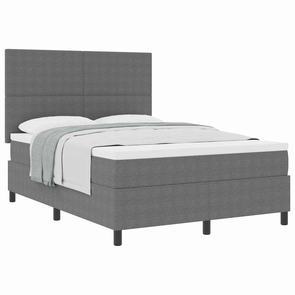 Letto a molle con testiera Grigio chiaro e bianco 160 x 200 cm
