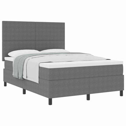 Letto a molle con testiera Grigio chiaro e bianco 160 x 200 cm