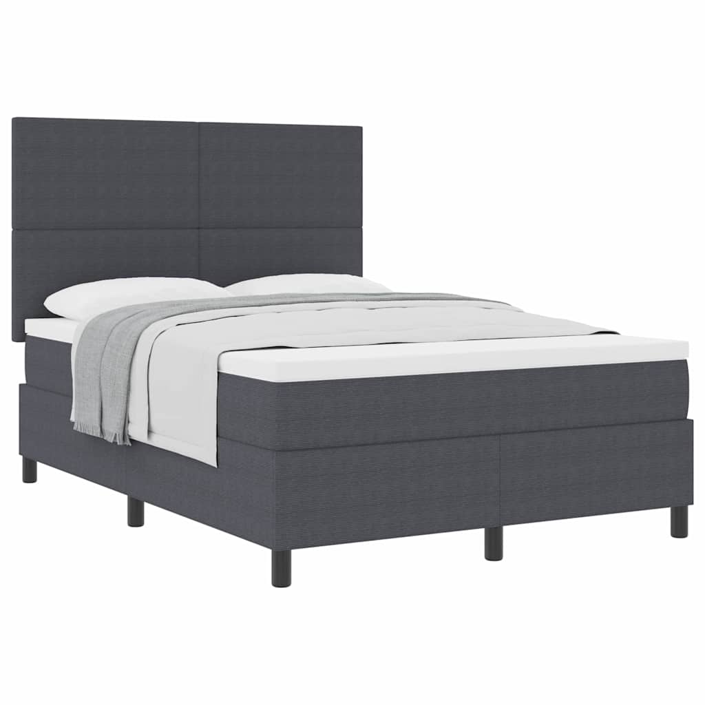 Letto a molle con testiera Grigio Scuro e Bianco 160 x 200 cm