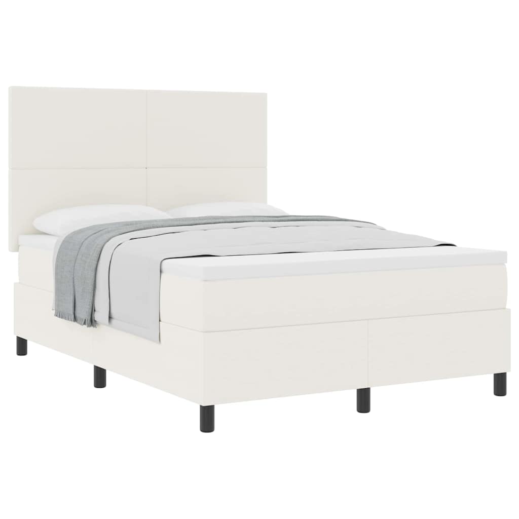 Letto a molle Crema e Bianco 160 x 200 cm Tessuto in Cords