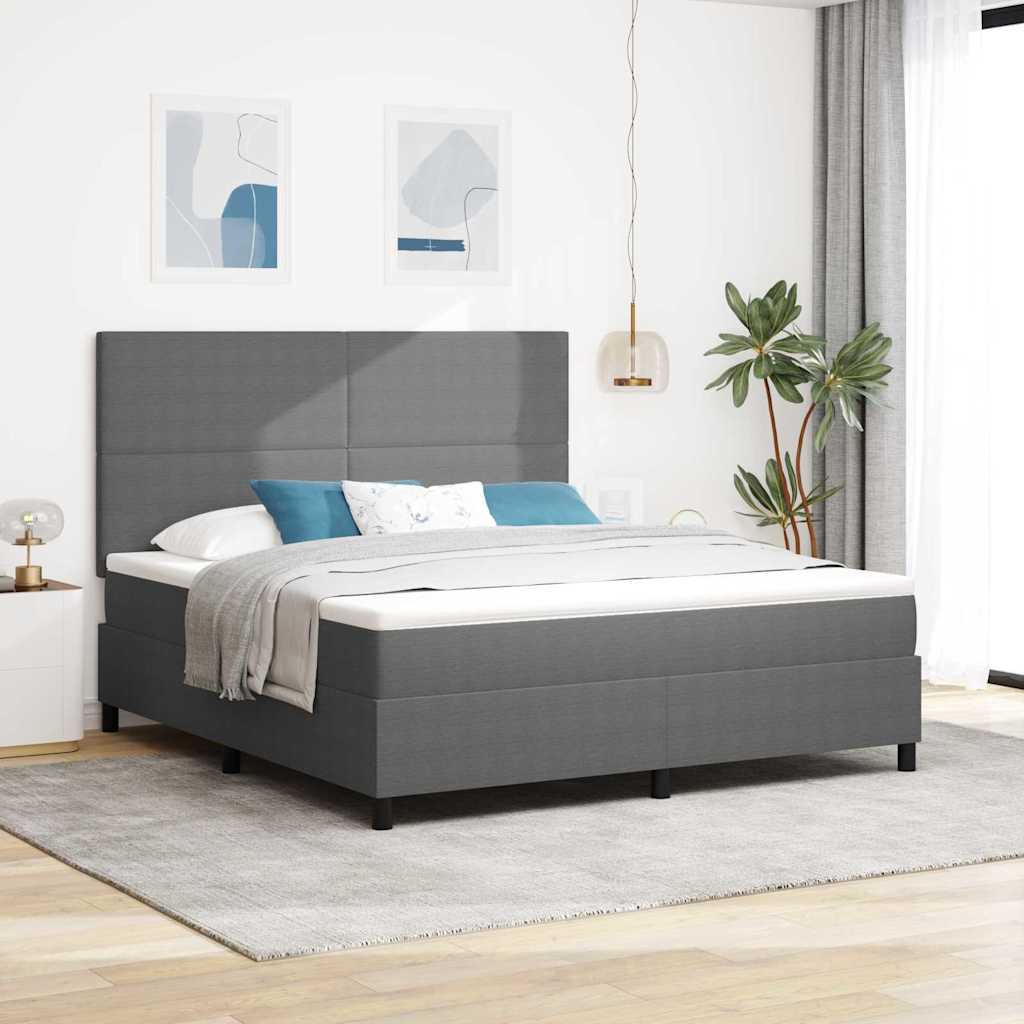 Letto a molle con testiera Grigio chiaro e bianco 180 x 200 cm