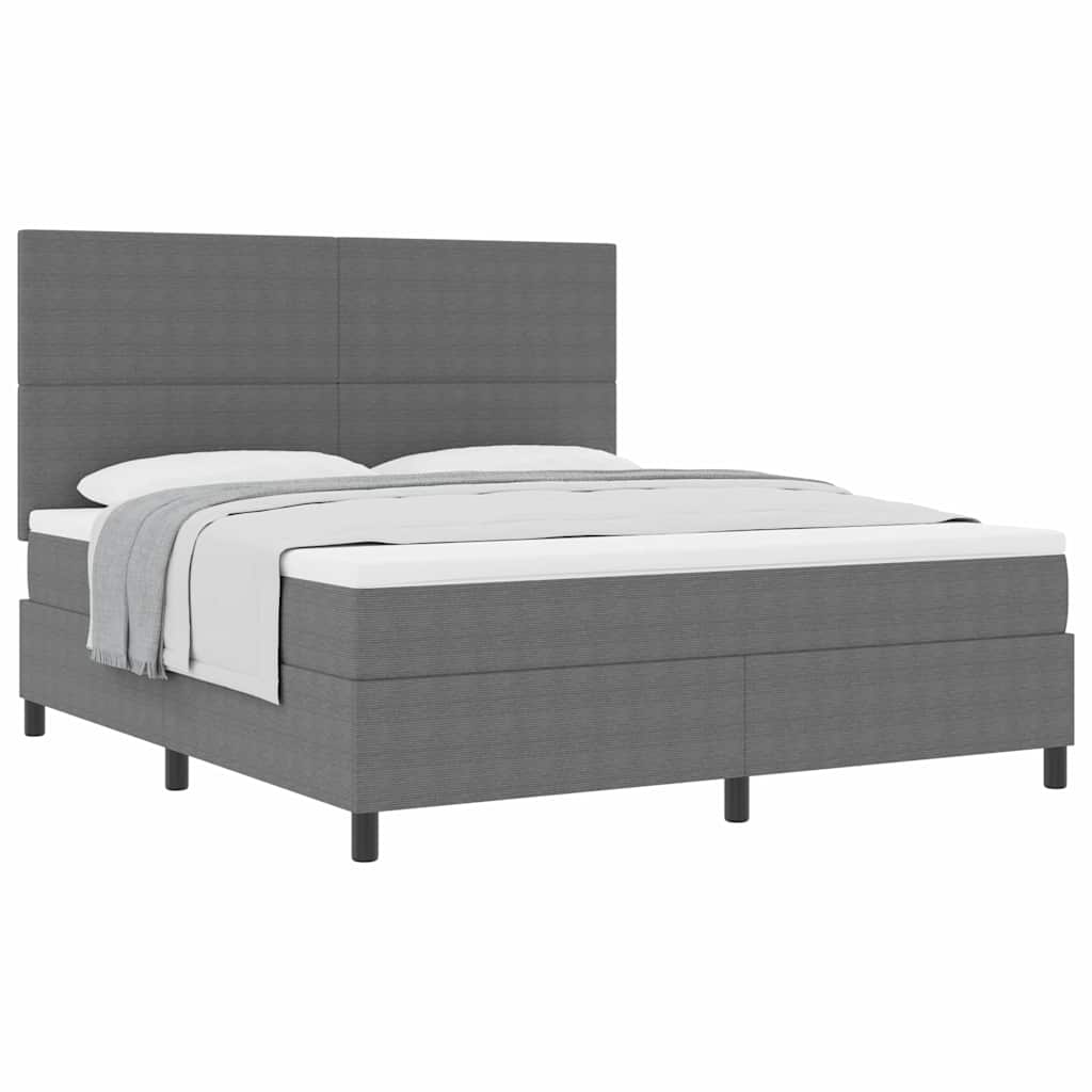 Letto a molle con testiera Grigio chiaro e bianco 180 x 200 cm