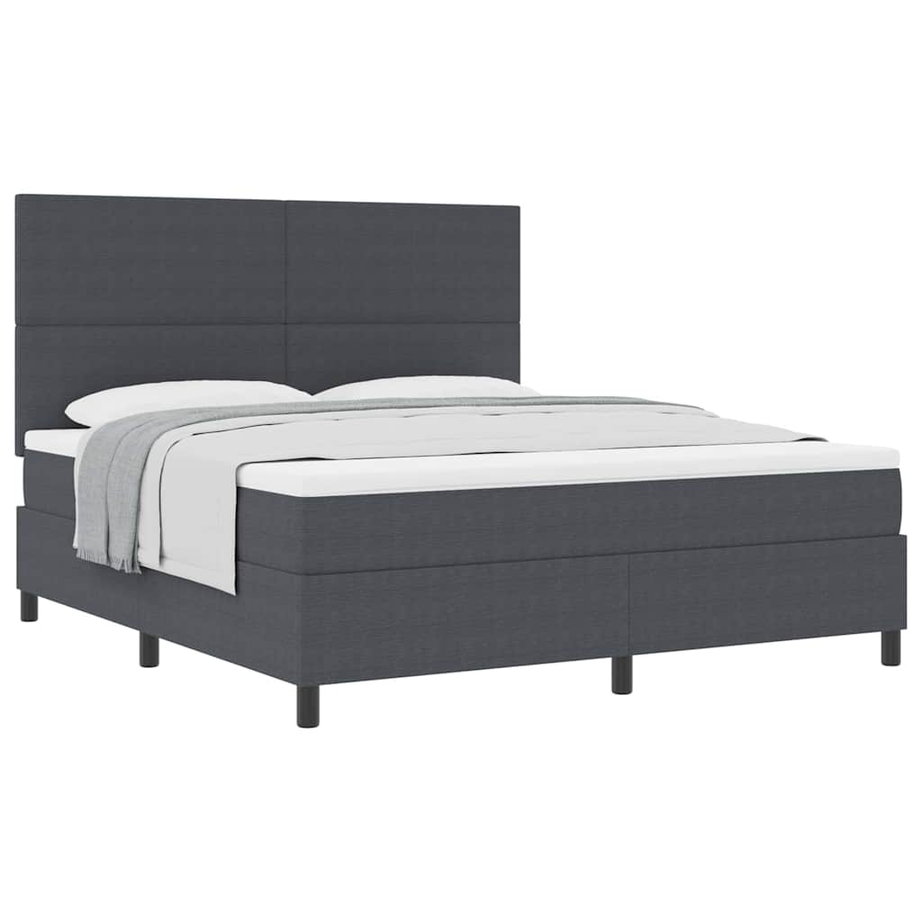 Letto a molle con testiera Grigio Scuro e Bianco 180 x 200 cm