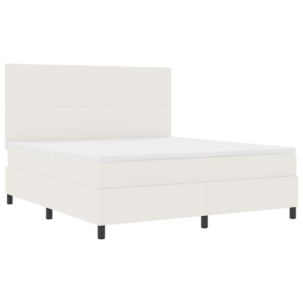 Letto a molle Crema e Bianco 180 x 200 cm Tessuto in Cords