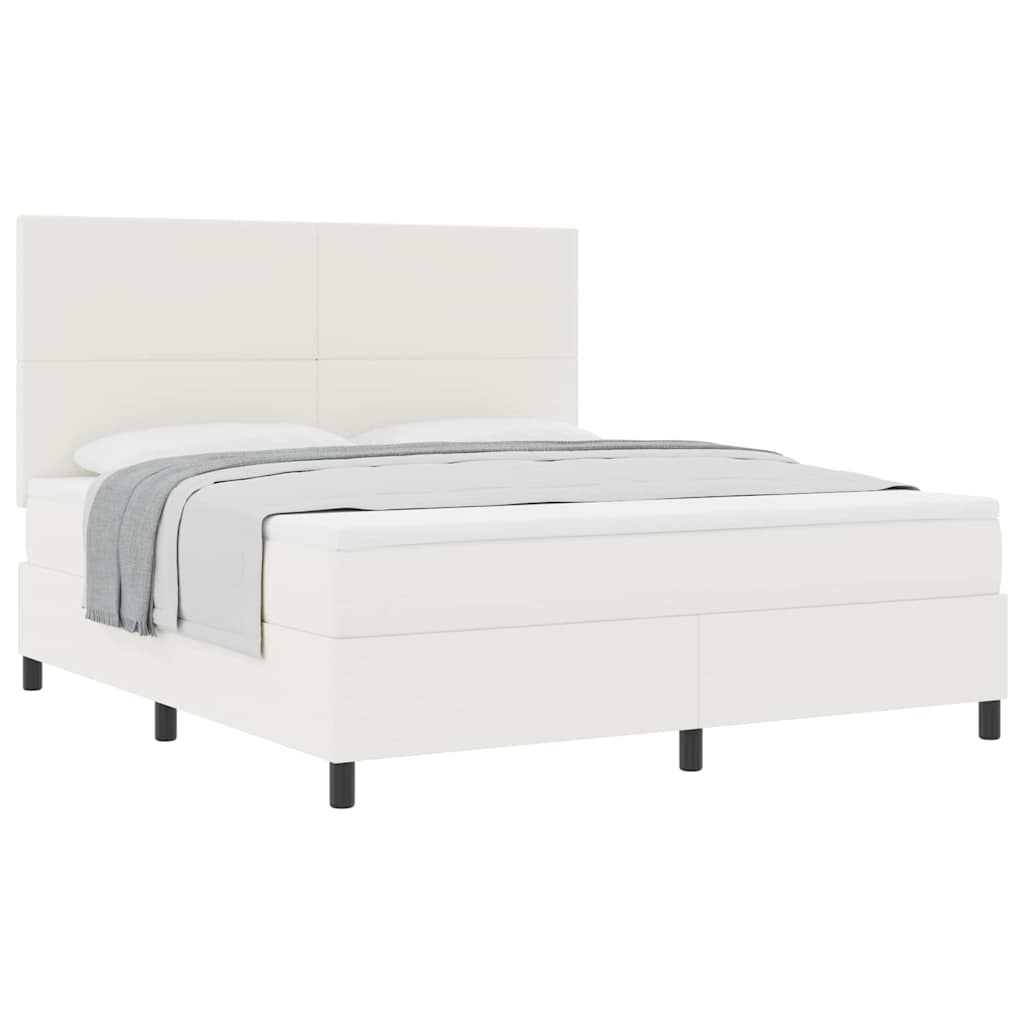 Letto a molle Crema e Bianco 180 x 200 cm Tessuto in Cords