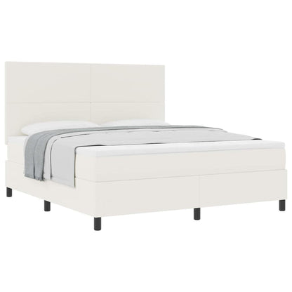 Letto a molle Crema e Bianco 180 x 200 cm Tessuto in Cords