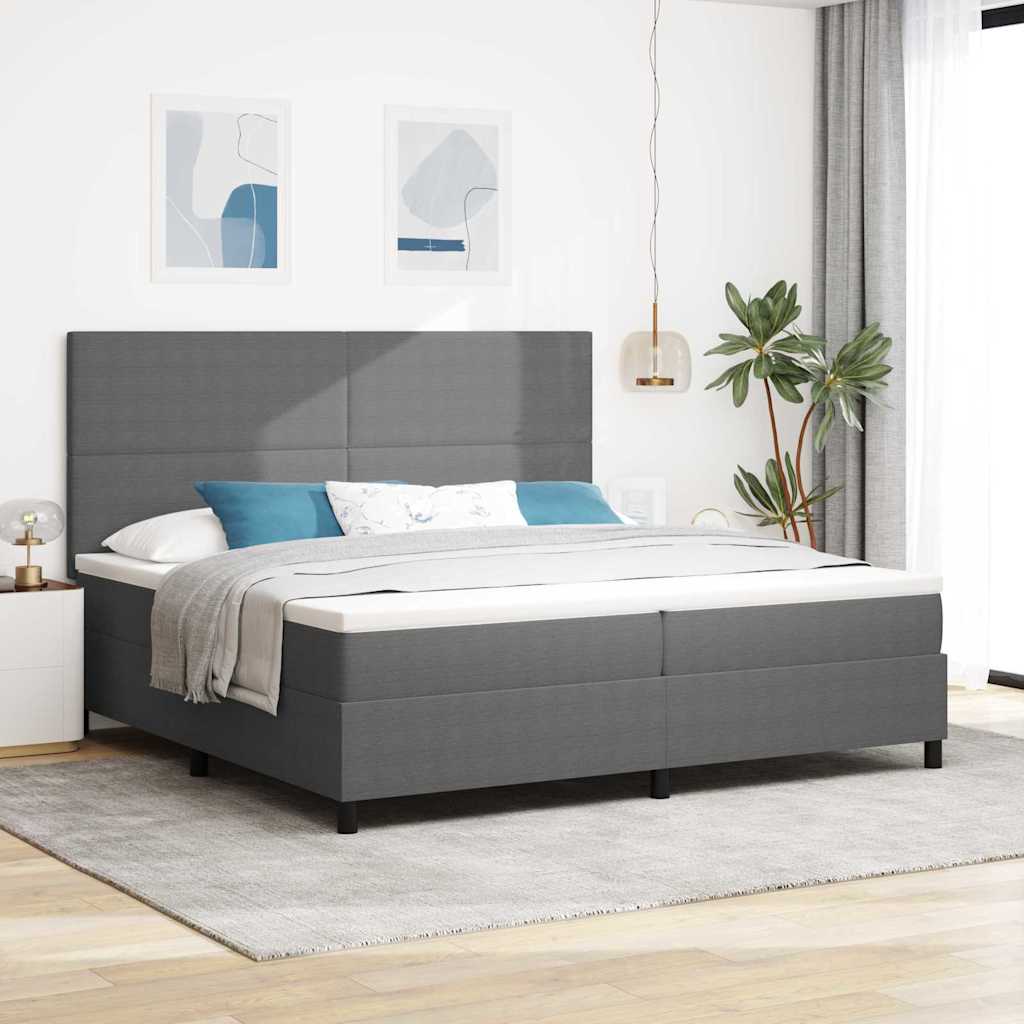 Letto a molle con testiera Grigio chiaro e bianco 200 x 200 cm