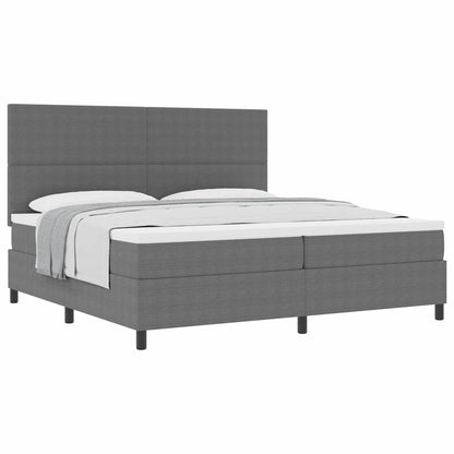 Letto a molle con testiera Grigio chiaro e bianco 200 x 200 cm