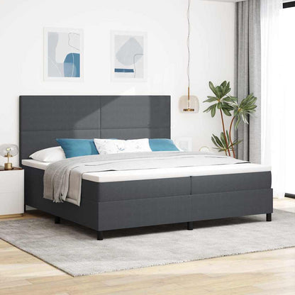 Letto a molle con testiera Grigio Scuro e Bianco 200 x 200 cm