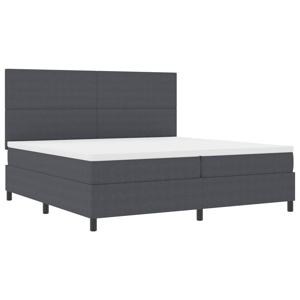 Letto a molle con testiera Grigio Scuro e Bianco 200 x 200 cm