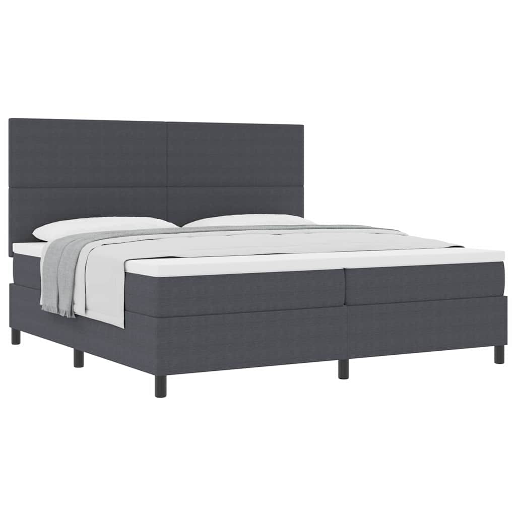 Letto a molle con testiera Grigio Scuro e Bianco 200 x 200 cm