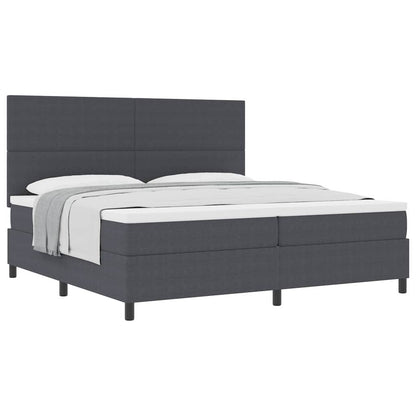 Letto a molle con testiera Grigio Scuro e Bianco 200 x 200 cm