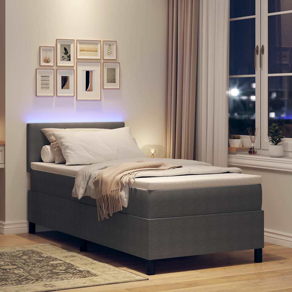 Letto a Sorgente LED Grigio chiaro e bianco 80 x 200 cm