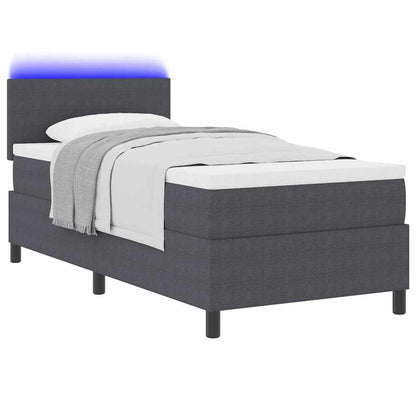 Letto a Sorgente LED Grigio Scuro e Bianco 80 x 200 cm