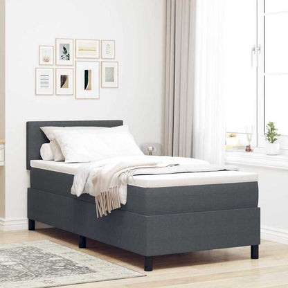 Letto a Sorgente LED Grigio Scuro e Bianco 90 x 190 cm