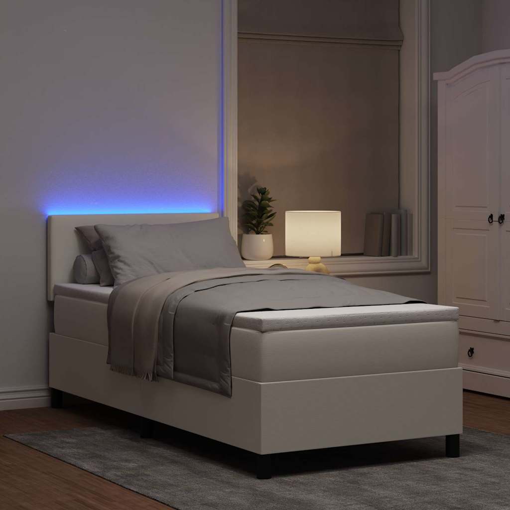 Letto a Sorgente LED con testiera Crema e Bianco 90 x 200 cm