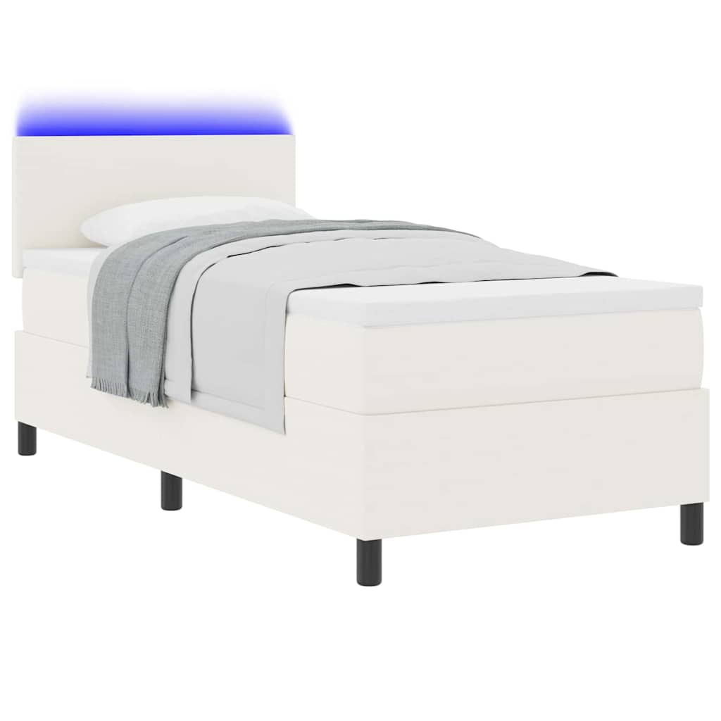 Letto a Sorgente LED con testiera Crema e Bianco 90 x 200 cm