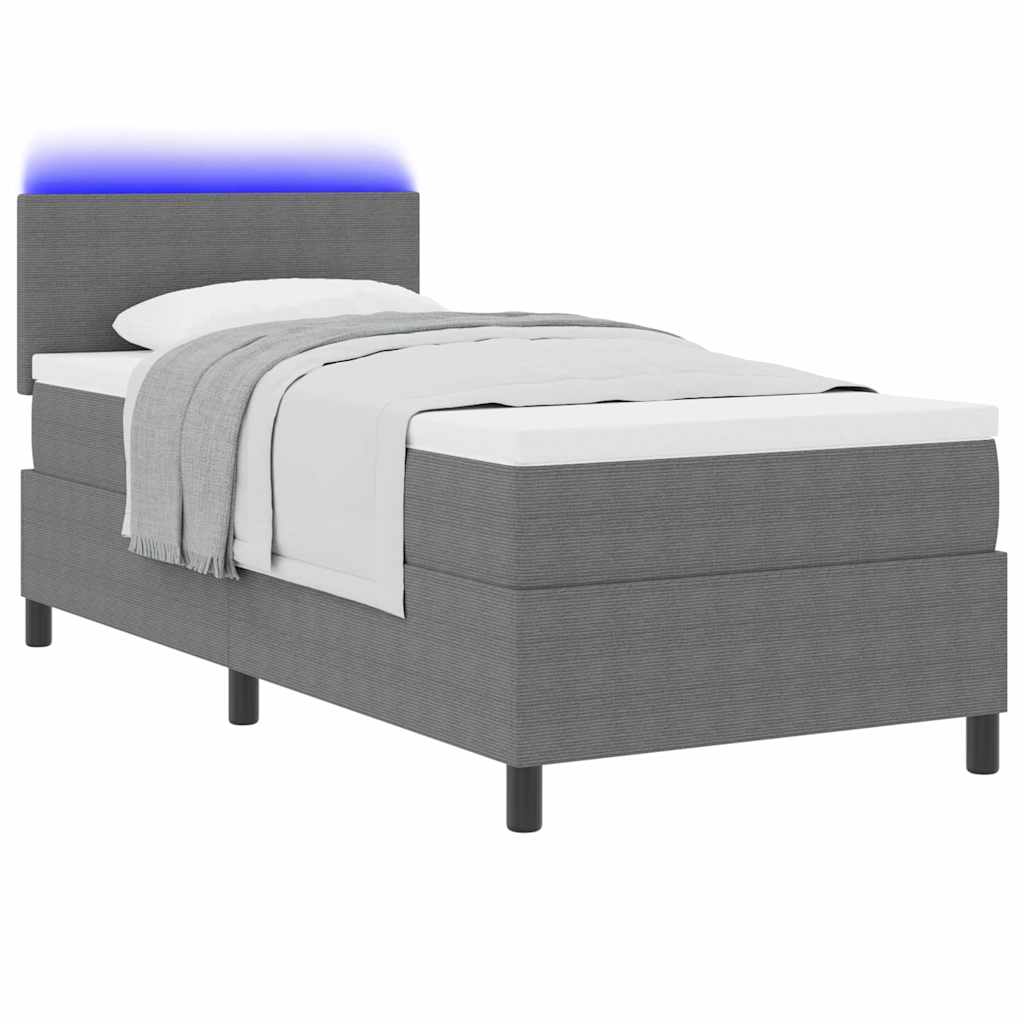 Letto a Sorgente LED Grigio chiaro e bianco 100 x 200 cm
