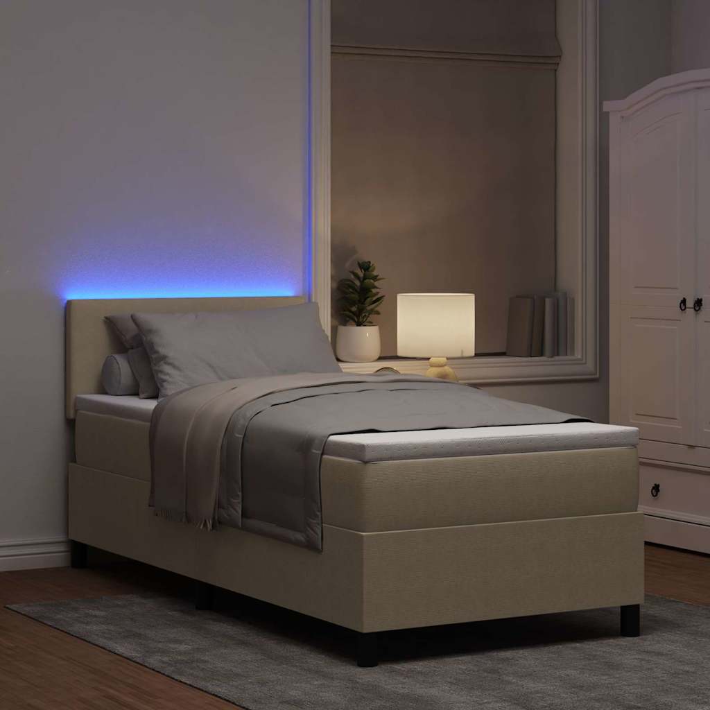 Letto a Sorgente LED Grigio chiaro e bianco 100 x 200 cm