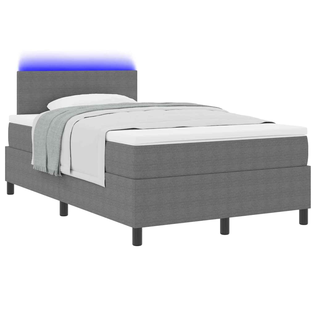 Letto a Sorgente LED Grigio chiaro e bianco 120 x 190 cm