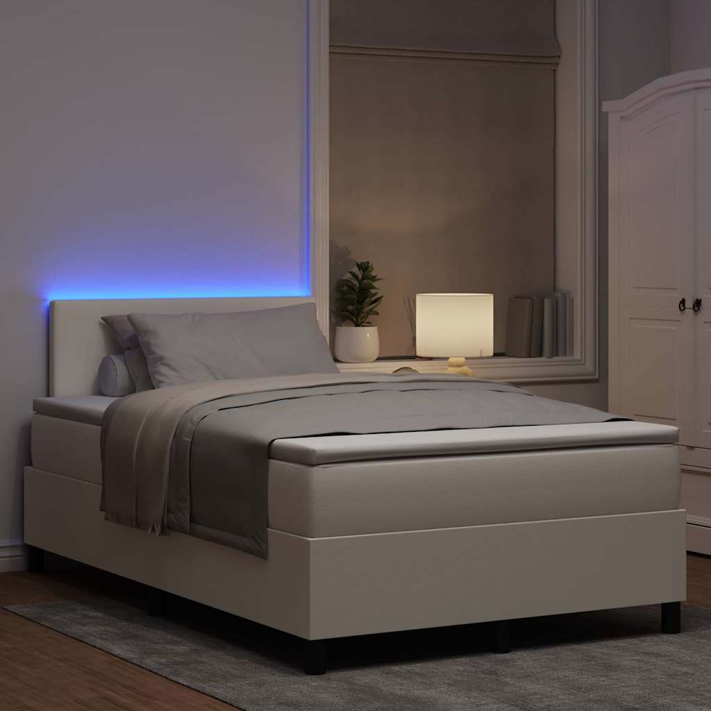 Letto a Sorgente LED con testiera Crema e Bianco 120 x 190 cm