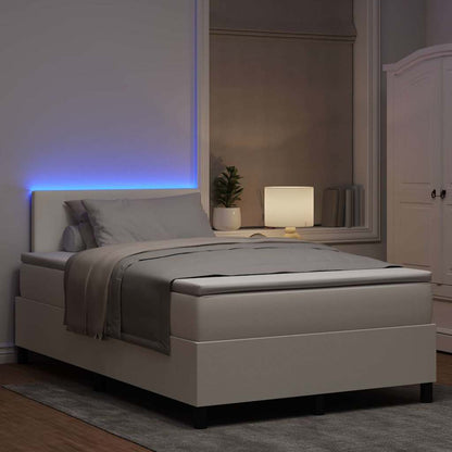 Letto a Sorgente LED con testiera Crema e Bianco 120 x 190 cm