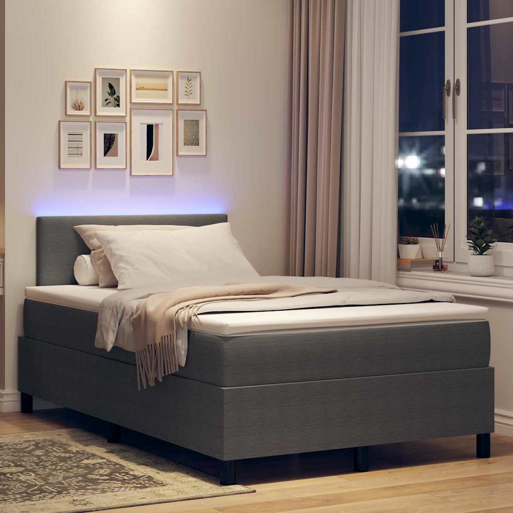 Letto a Sorgente LED Grigio chiaro e bianco 120 x 200 cm