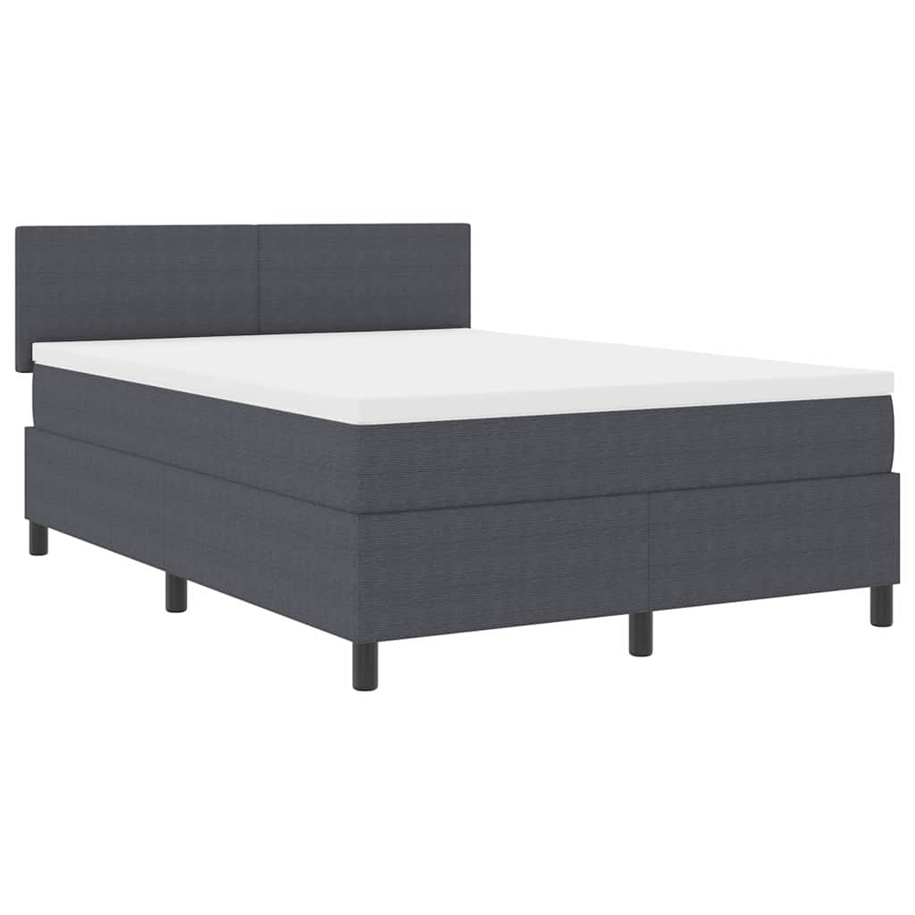 Letto a Sorgente LED Grigio Scuro e Bianco 140 x 190 cm