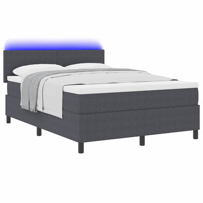 Letto a Sorgente LED Grigio Scuro e Bianco 140 x 200 cm