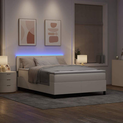Letto a Sorgente LED con testiera Crema e Bianco 140 x 200 cm