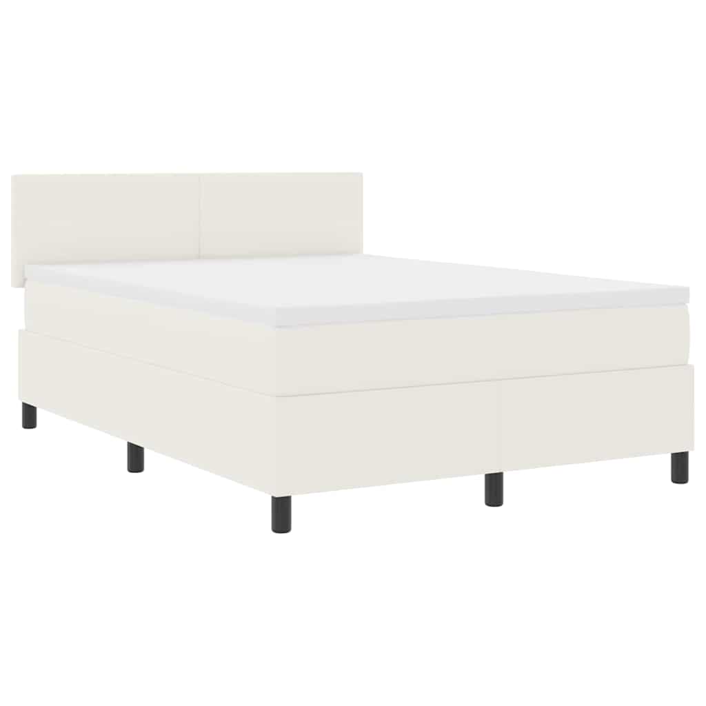 Letto a Sorgente LED con testiera Crema e Bianco 140 x 200 cm