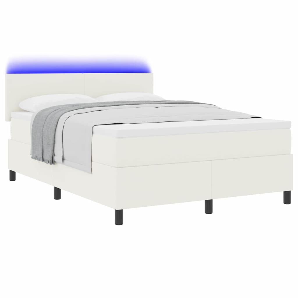 Letto a Sorgente LED con testiera Crema e Bianco 140 x 200 cm