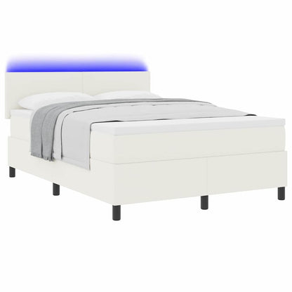 Letto a Sorgente LED con testiera Crema e Bianco 140 x 200 cm