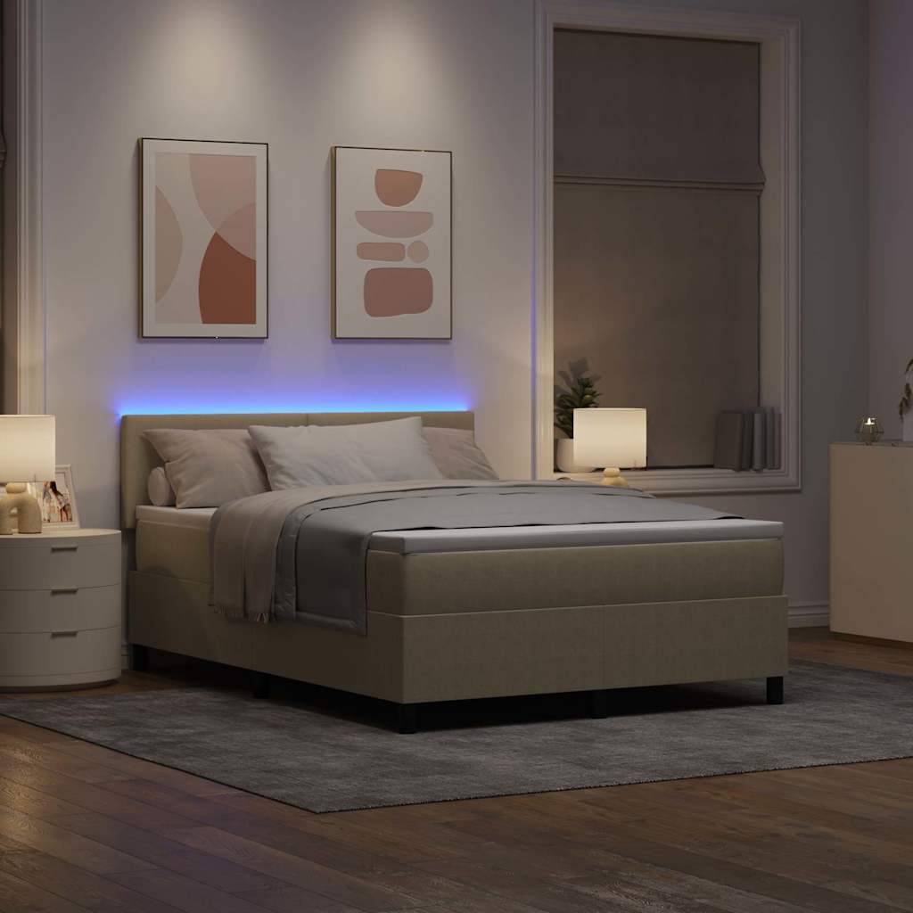 Letto a Sorgente LED Grigio chiaro e bianco 140 x 200 cm