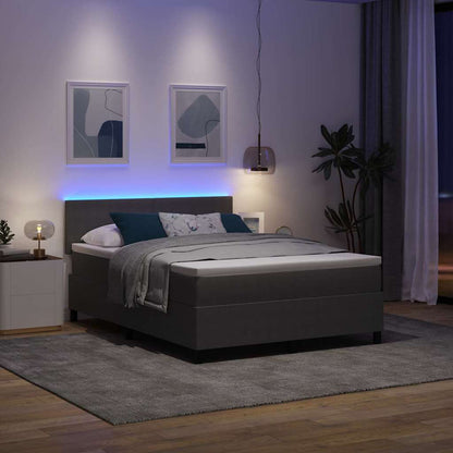 Letto a Sorgente LED Grigio chiaro e bianco 160 x 200 cm