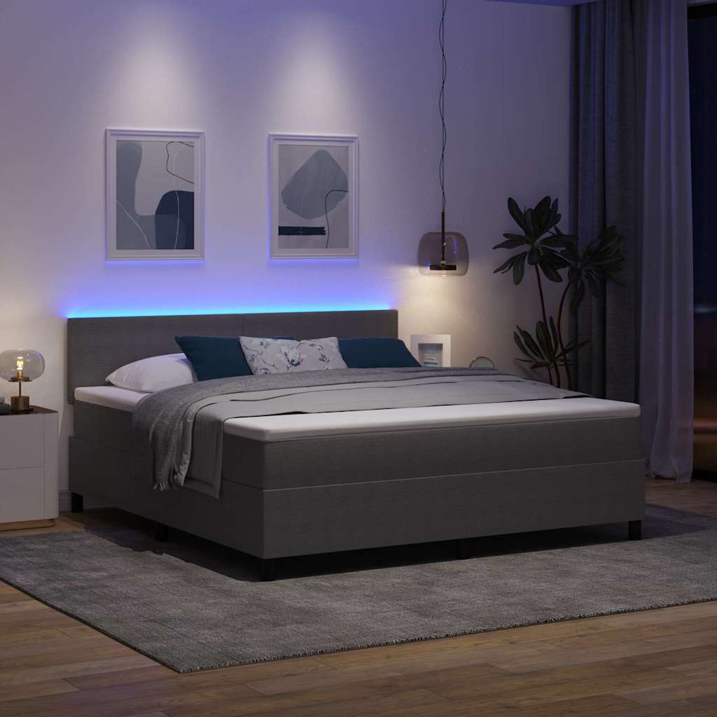 Letto a Sorgente LED Grigio chiaro e bianco 180 x 200 cm