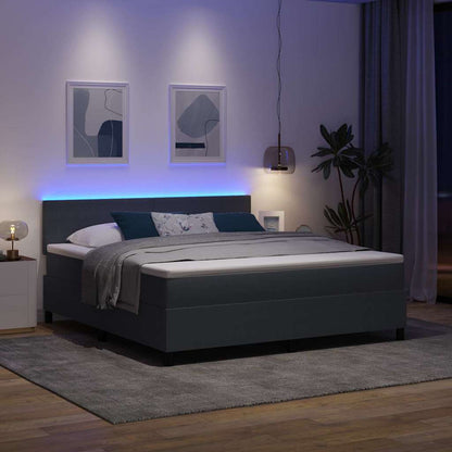 Letto a Sorgente LED Grigio Scuro e Bianco 180 x 200 cm