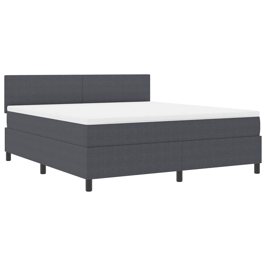 Letto a Sorgente LED Grigio Scuro e Bianco 180 x 200 cm