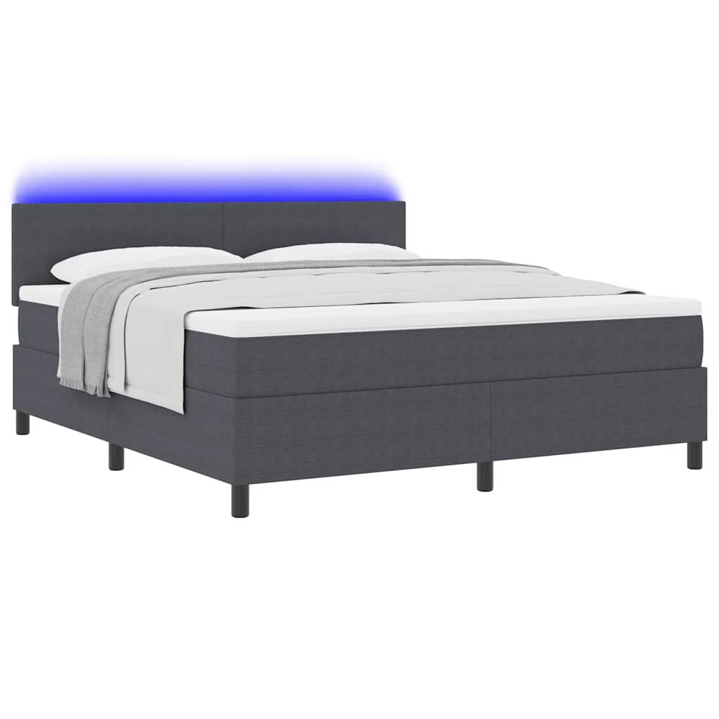 Letto a Sorgente LED Grigio Scuro e Bianco 180 x 200 cm