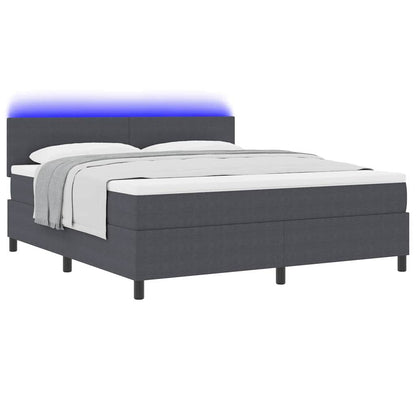 Letto a Sorgente LED Grigio Scuro e Bianco 180 x 200 cm