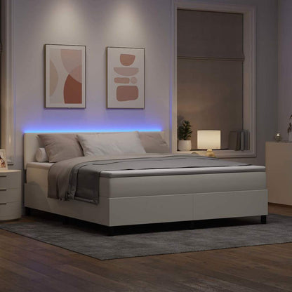 Letto a Sorgente LED con testiera Crema e Bianco 180 x 200 cm