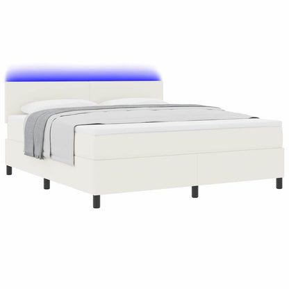 Letto a Sorgente LED con testiera Crema e Bianco 180 x 200 cm